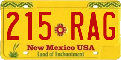 NM license plate 215RAG