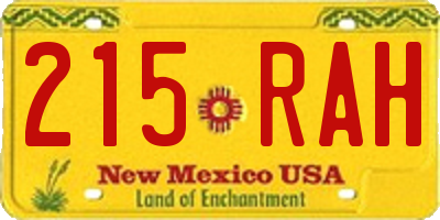 NM license plate 215RAH