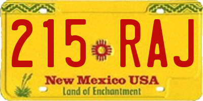 NM license plate 215RAJ