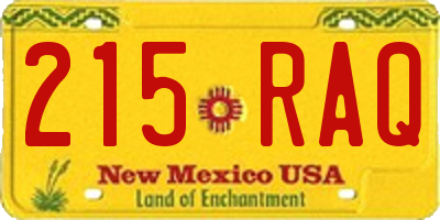 NM license plate 215RAQ