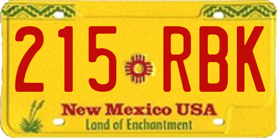 NM license plate 215RBK