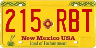 NM license plate 215RBT