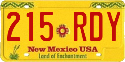 NM license plate 215RDY