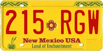 NM license plate 215RGW