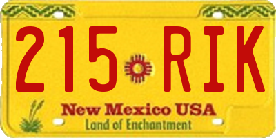 NM license plate 215RIK