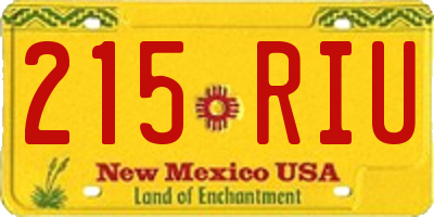 NM license plate 215RIU