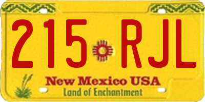 NM license plate 215RJL