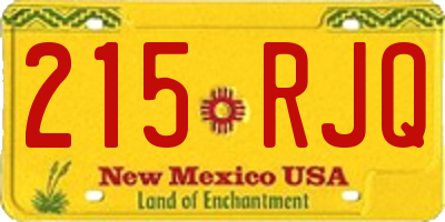 NM license plate 215RJQ