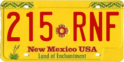 NM license plate 215RNF