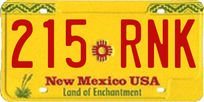 NM license plate 215RNK