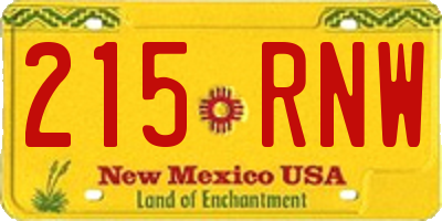 NM license plate 215RNW