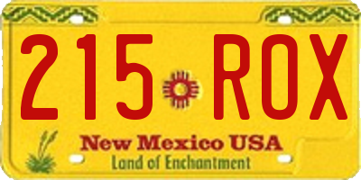 NM license plate 215ROX
