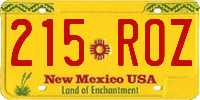 NM license plate 215ROZ