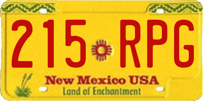 NM license plate 215RPG
