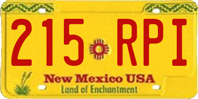 NM license plate 215RPI