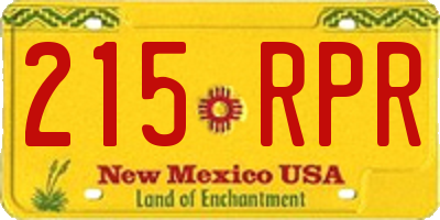 NM license plate 215RPR