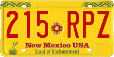 NM license plate 215RPZ
