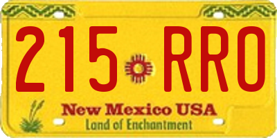 NM license plate 215RRO