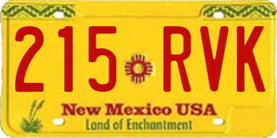 NM license plate 215RVK