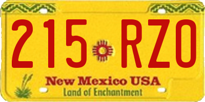 NM license plate 215RZO