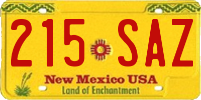 NM license plate 215SAZ