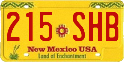 NM license plate 215SHB