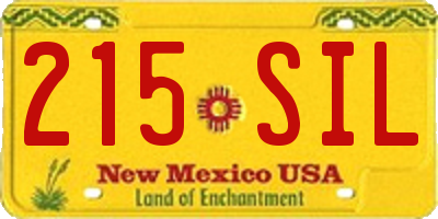 NM license plate 215SIL