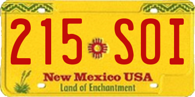 NM license plate 215SOI