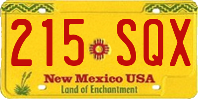NM license plate 215SQX
