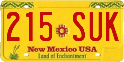 NM license plate 215SUK