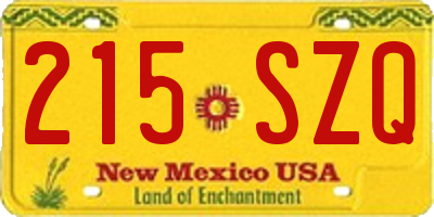 NM license plate 215SZQ