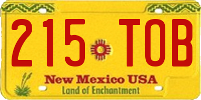 NM license plate 215TOB