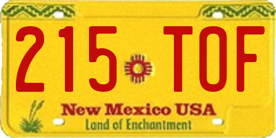NM license plate 215TOF