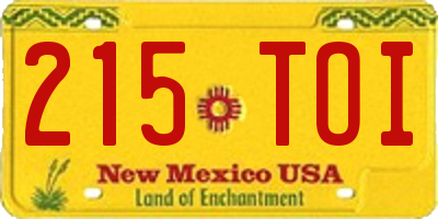 NM license plate 215TOI