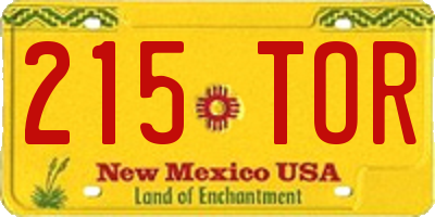 NM license plate 215TOR