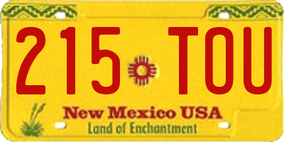 NM license plate 215TOU
