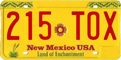 NM license plate 215TOX