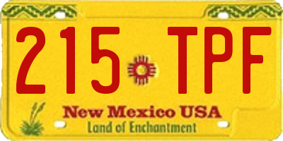 NM license plate 215TPF