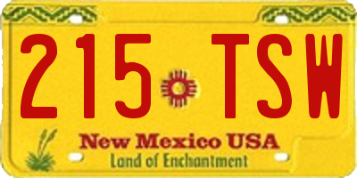 NM license plate 215TSW