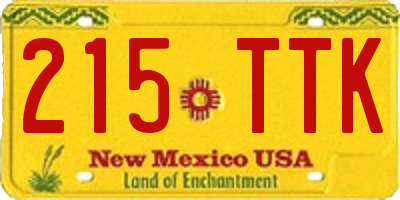 NM license plate 215TTK