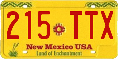 NM license plate 215TTX
