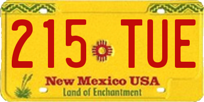 NM license plate 215TUE