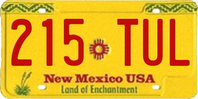 NM license plate 215TUL