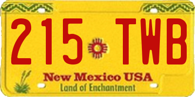 NM license plate 215TWB