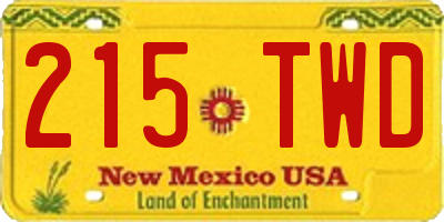 NM license plate 215TWD
