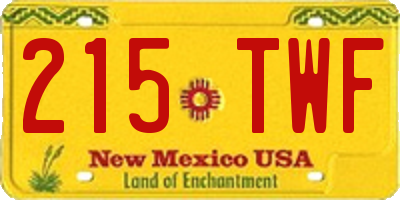 NM license plate 215TWF