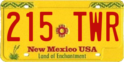 NM license plate 215TWR