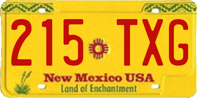NM license plate 215TXG