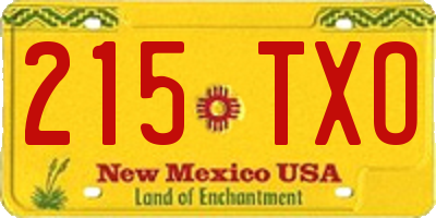 NM license plate 215TXO