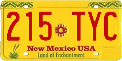 NM license plate 215TYC